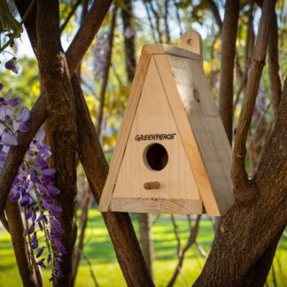 casetta per gli uccelli in legno riciclato